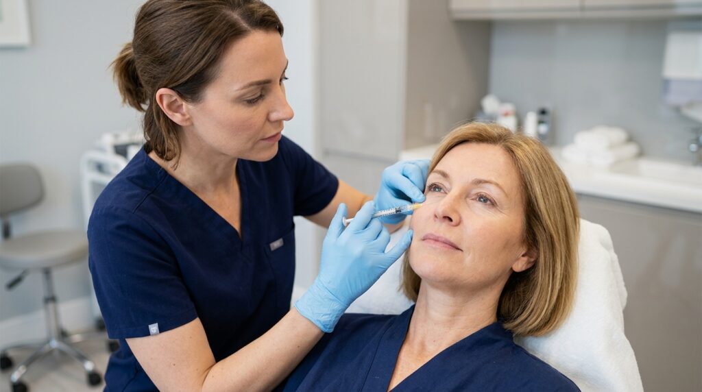 Practitioner administering Sunekos injections for targeted skin rejuvenation at Skin Esthetics Clinic Romford