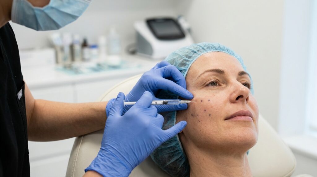 Practitioner administering Profhilo skin booster using BAP technique at Skin Esthetics Clinic Romford