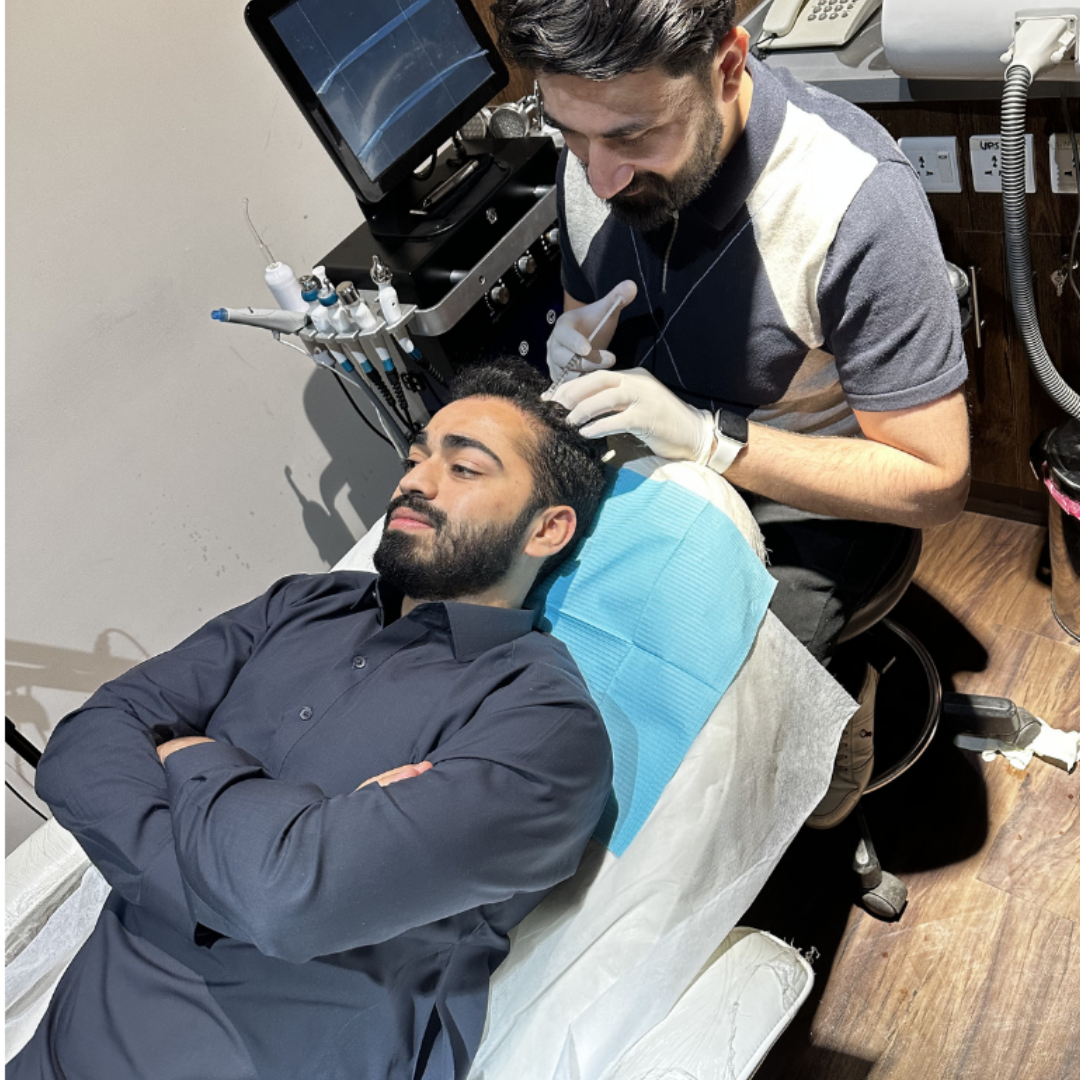 patient recieving prp therapy at skin esthetics clinic