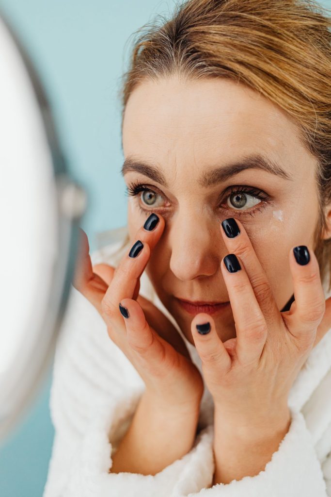 Under-eye cream application